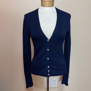 TRUTH by Republic Navy Blue Embellished Button Cardigan Women's S P Classic